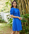 Front Bow Puff Sleeve Linen Dress